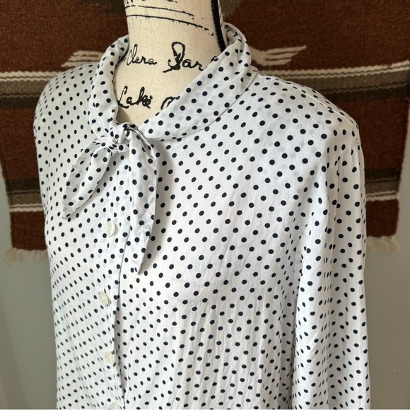Vintage 80’s RUSS Polka-Dot Tie-Neck Blouse - Picture 5 of 10